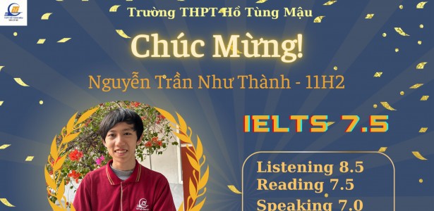 7,5 IELTS đến từ NGUYỄN TRẦN NHƯ THÀNH - HTMer giỏi tiếng Anh vì đam mê công nghệ thông tin.